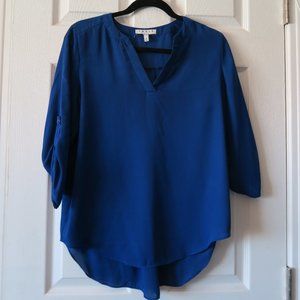 Deep Blue Long Sleeve Blouse w/ Buttons